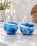 Set of 2 Ocean Resin Stemless Wine Glass