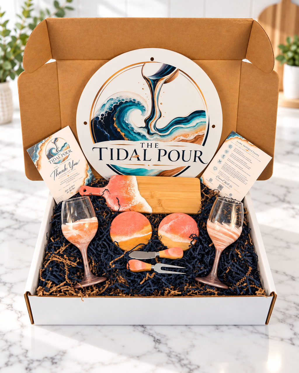Blush Tide Collection Wine & Cheese Set for Two