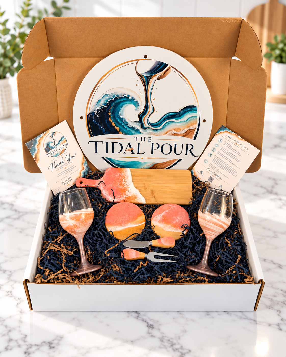 Blush Tide Collection Wine & Cheese Set for Two