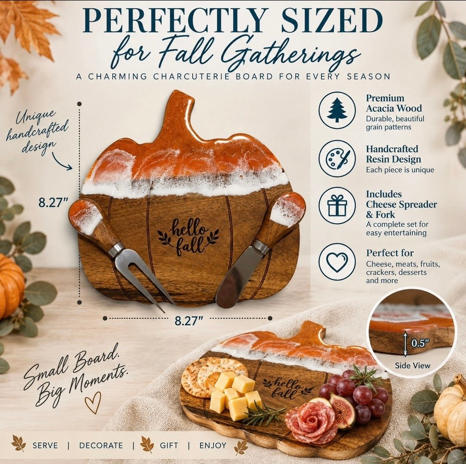 Hello Fall Petite Cheese Board + Spreader