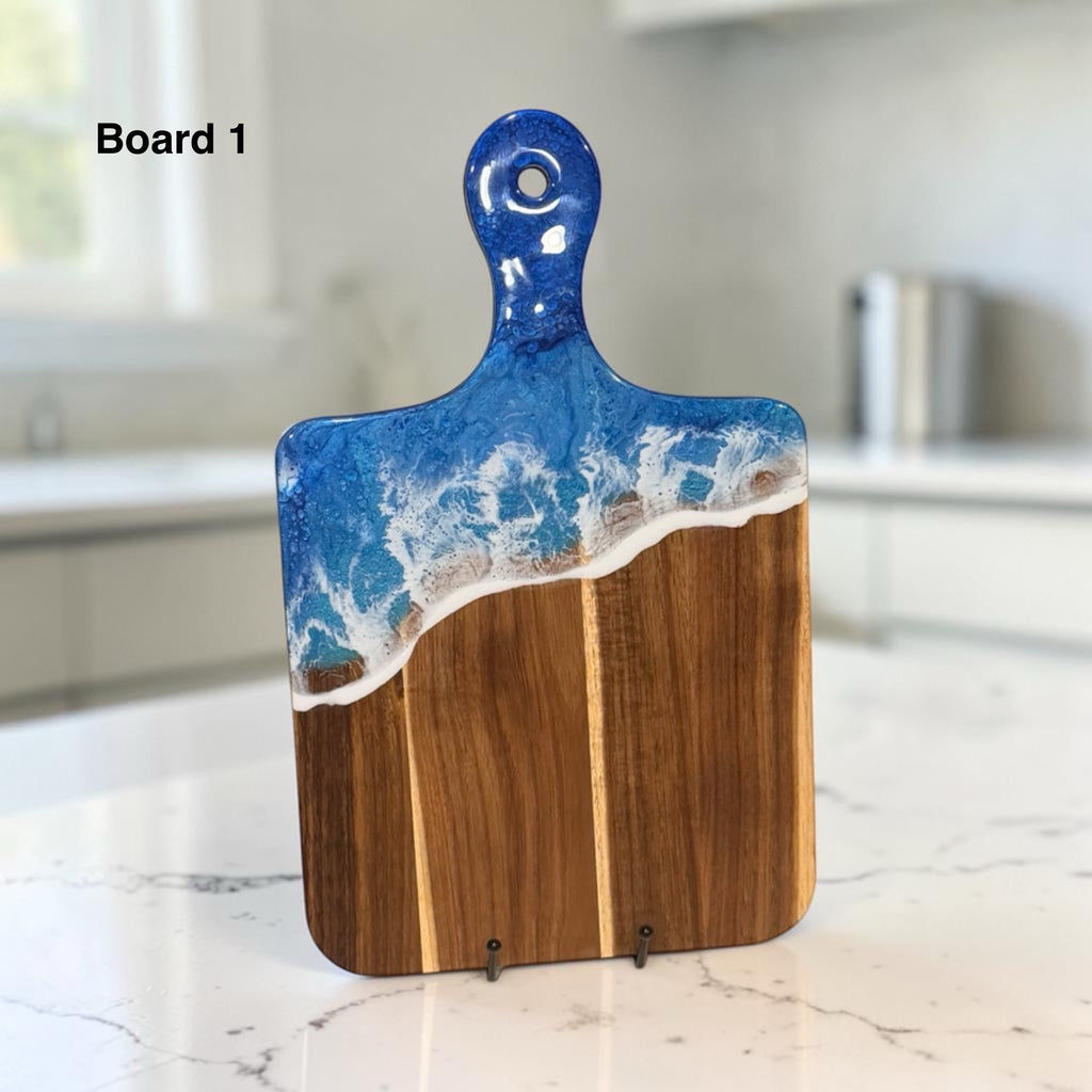 Ocean Resin Acacia Charcuterie & Serving Board - 10" x 16"