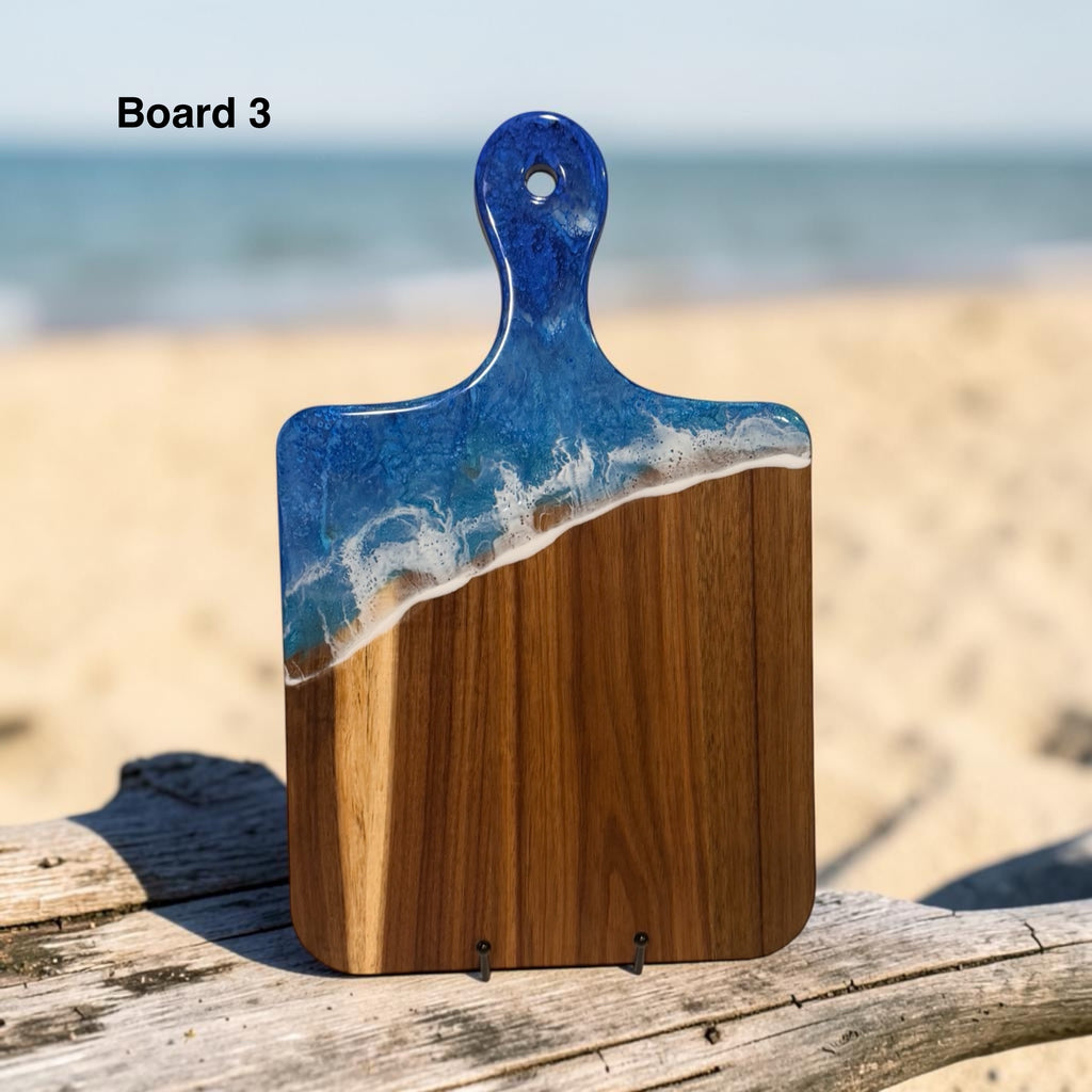 Ocean Resin Acacia Charcuterie & Serving Board - 10" x 16"