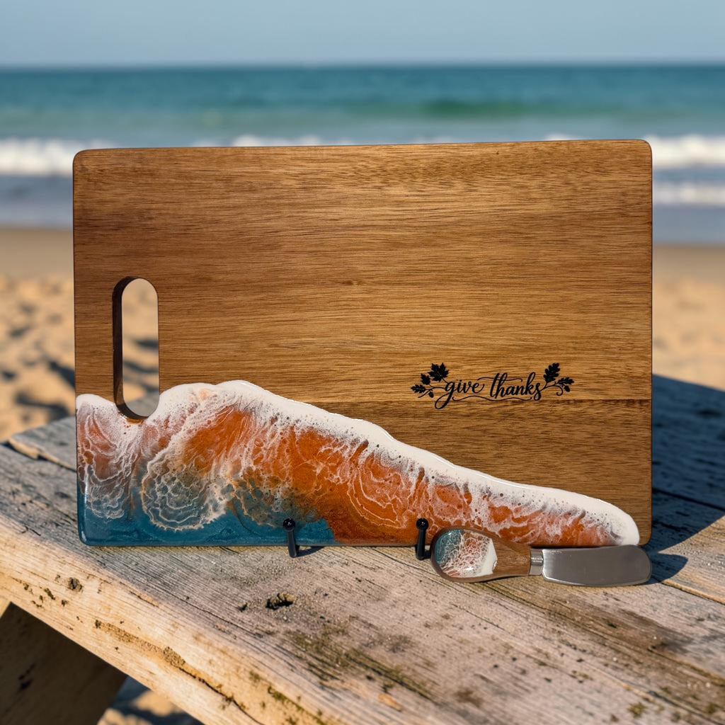 Give Thanks 13"x 9" Charcuterie Board + Spreader