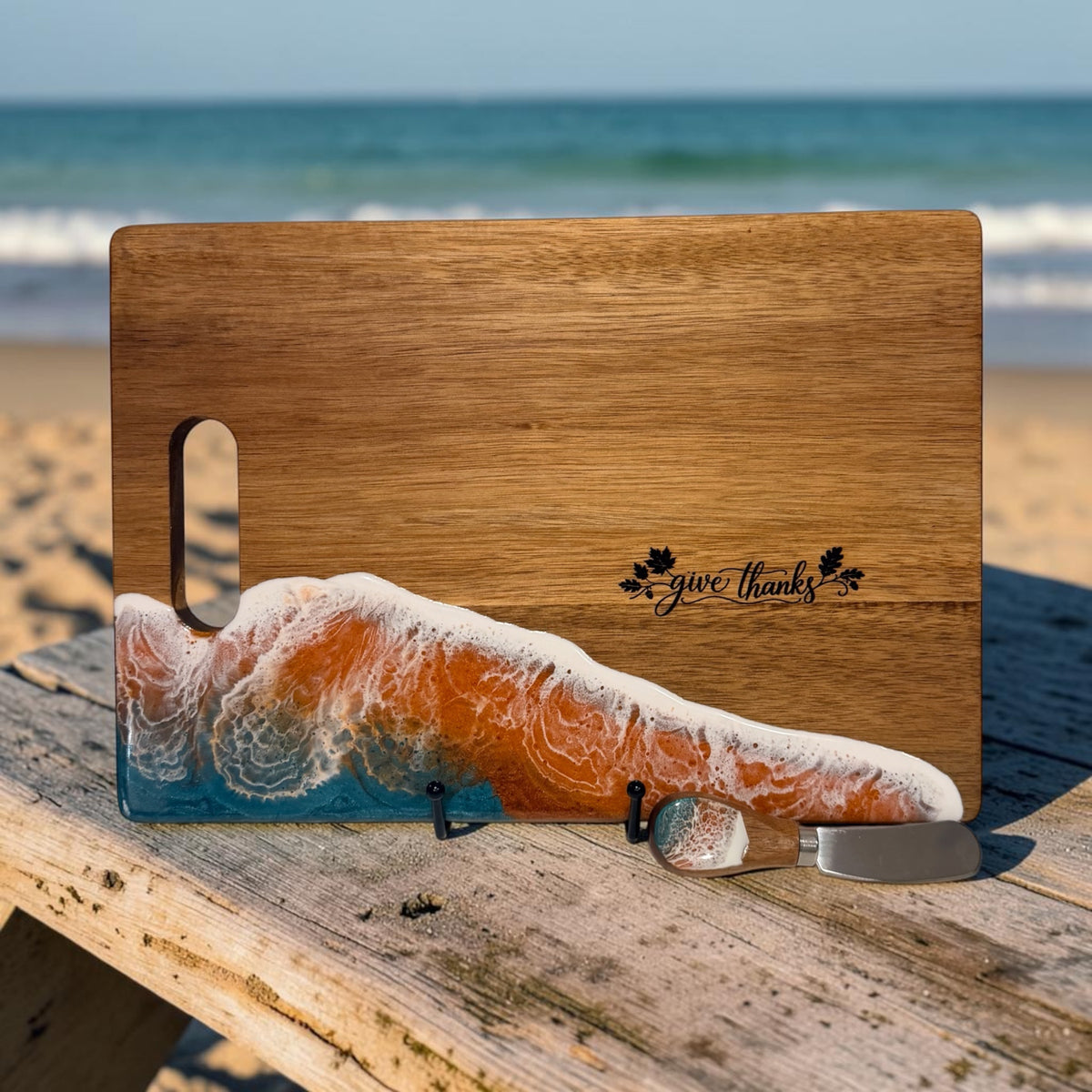Give Thanks 13"x 9" Charcuterie Board + Spreader