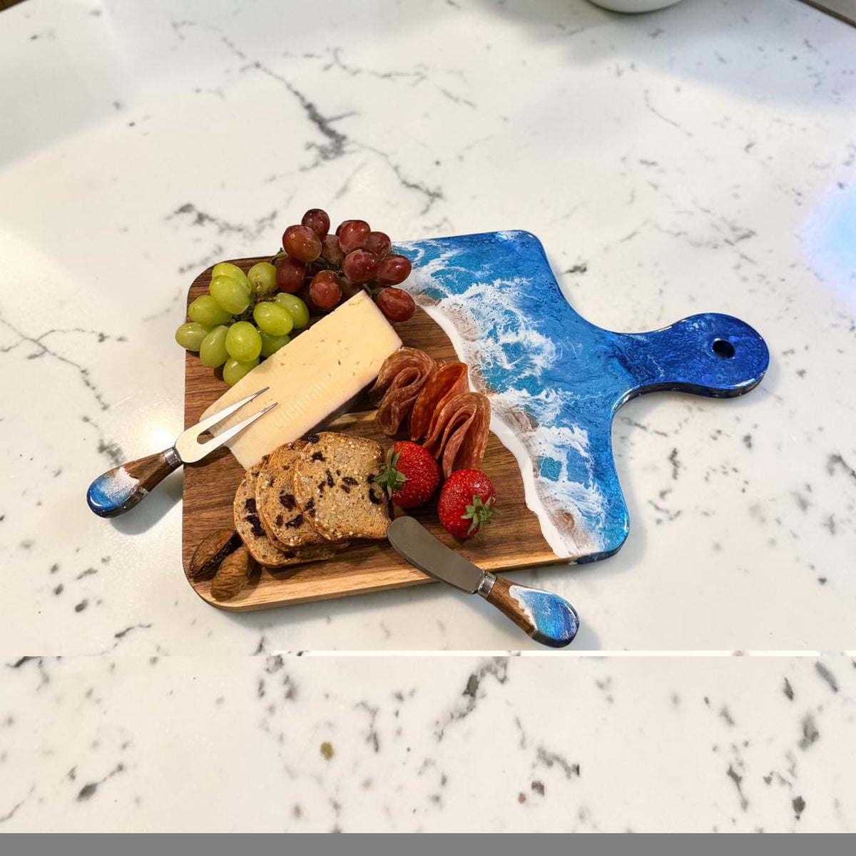 Ocean Resin Acacia Charcuterie & Serving Board - 10" x 16"