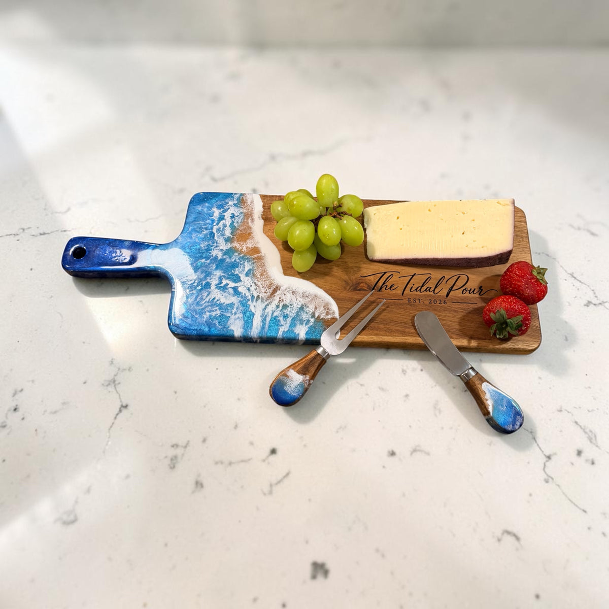 Ocean Resin Acacia Charcuterie & Serving Board - 17.7" x 5.9"
