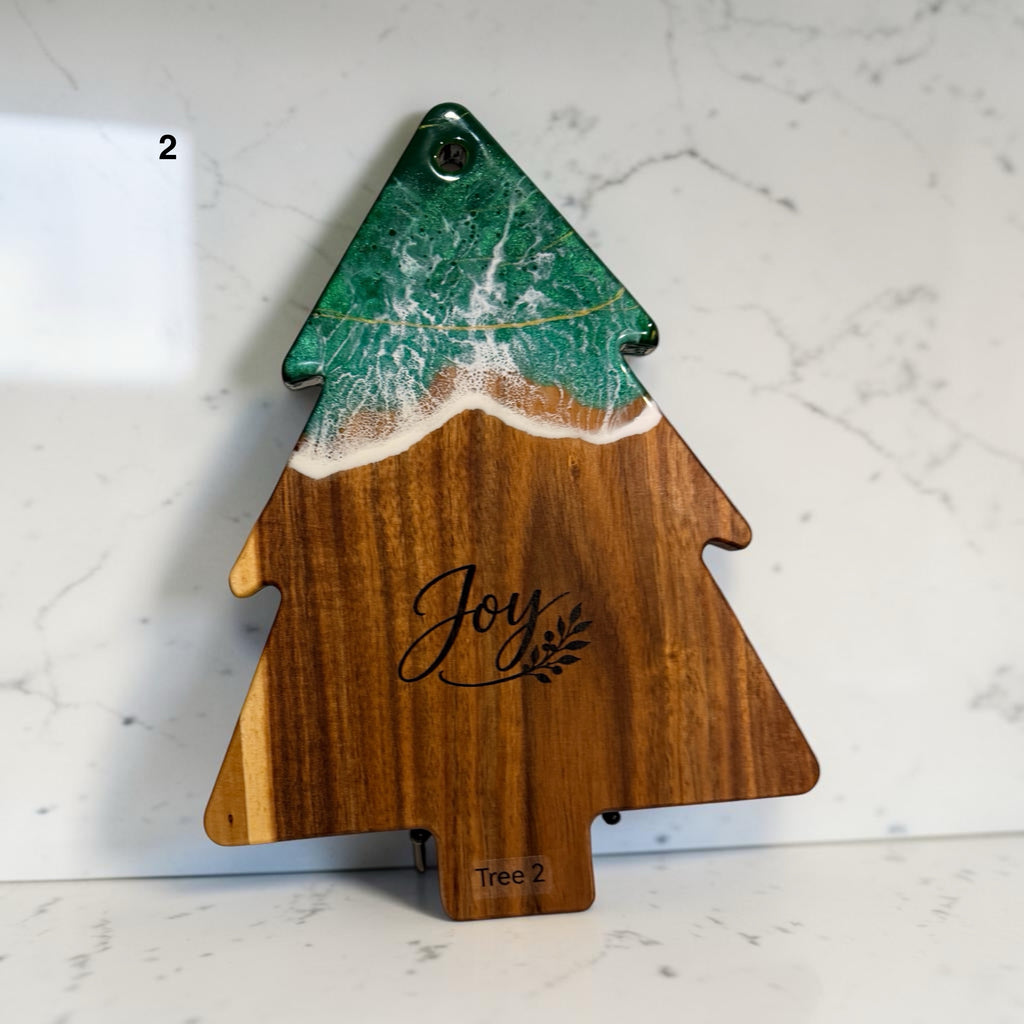 Handcrafted Christmas Tree Cheese Board + Spreader