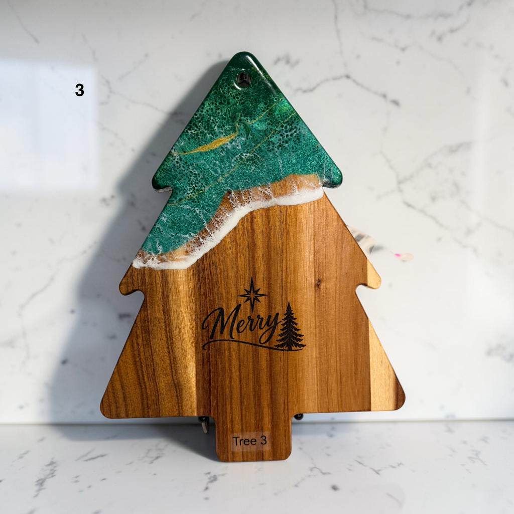 Handcrafted Christmas Tree Cheese Board + Spreader