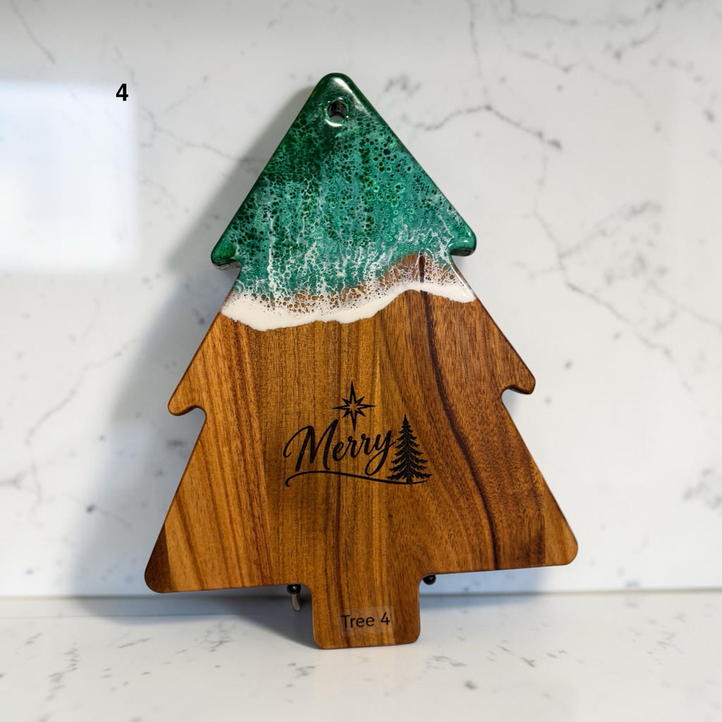 Handcrafted Christmas Tree Cheese Board + Spreader