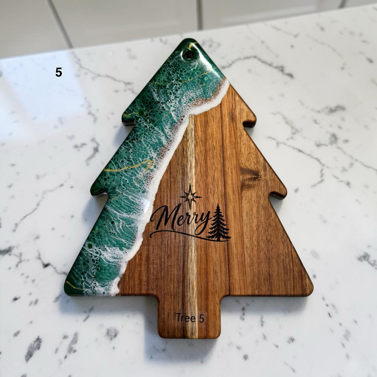 Handcrafted Christmas Tree Cheese Board + Spreader