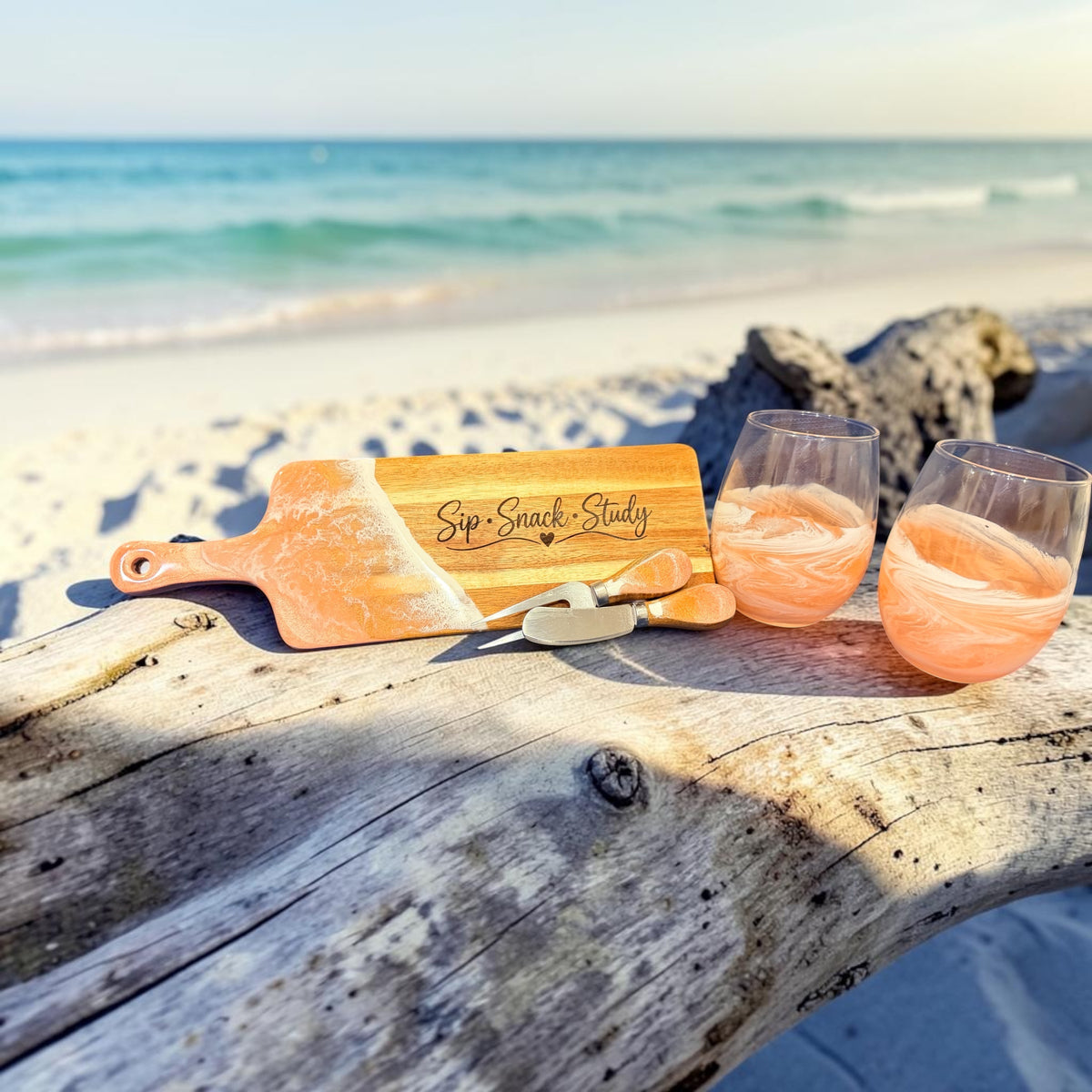 Blush Tide Collection Wine & Cheese Set for Two