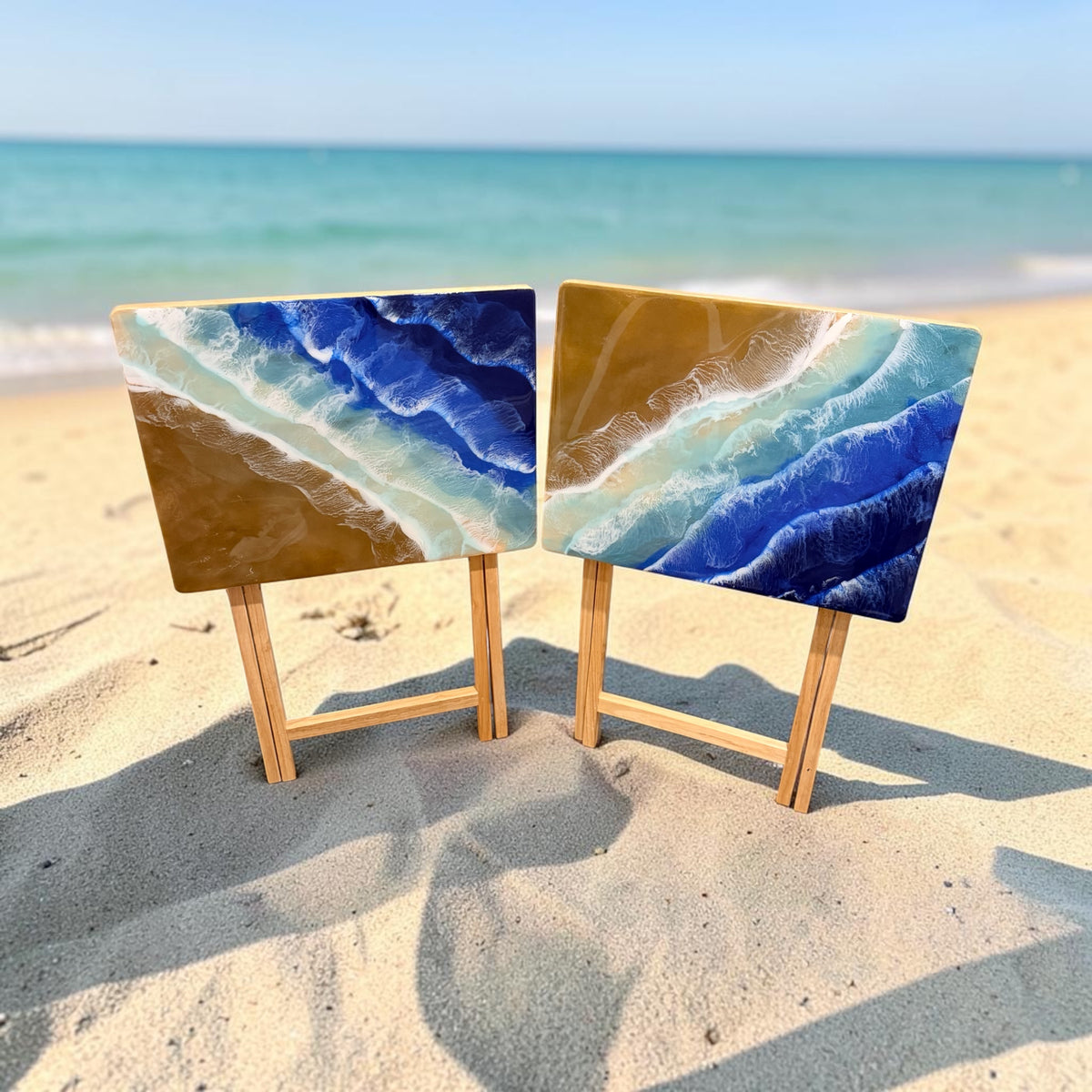 Coastal Resin Accent TV Tray Table