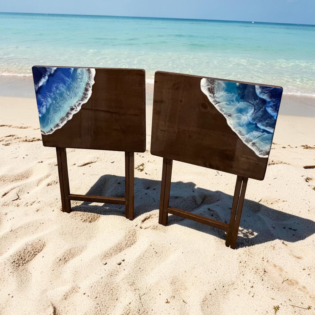 Coastal Resin Accent TV Tray Table