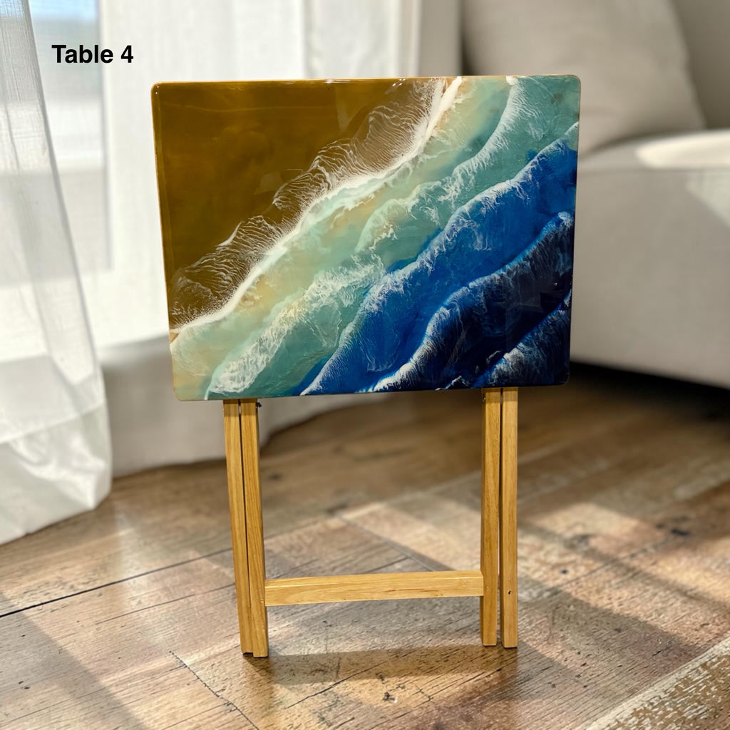 Coastal Resin Accent TV Tray Table