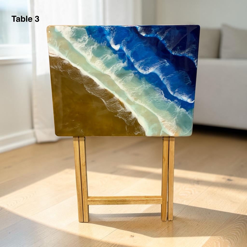 Coastal Resin Accent TV Tray Table